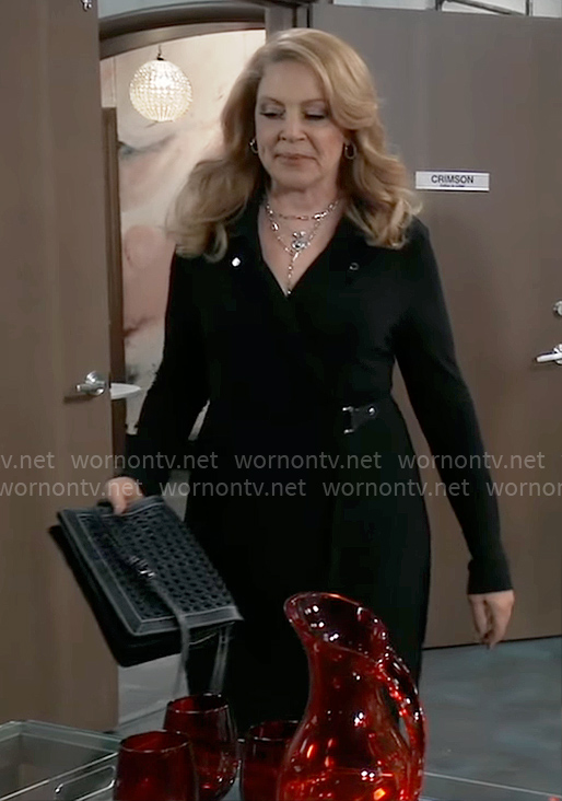 Liesl's black buckled wrap dress on General Hospital