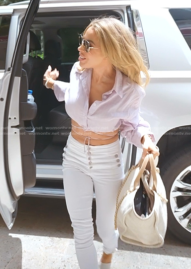 Lisa's lilac cropped shirt and white skinny jeans on The Real Housewives of Miami