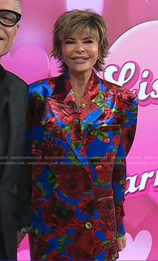Lisa Rinna's blue and red floral blazer dress on Today