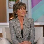 Lisa Rinna’s gray mixed plaid blazer on The Talk