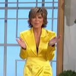 Lisa Rinna’s yellow satin blazer dress on The Talk