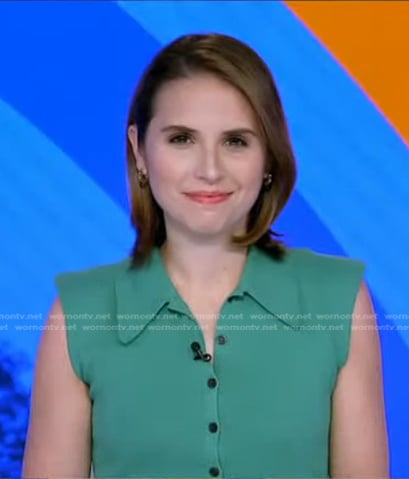 Elizabeth Schulze’s green polo top on Good Morning America