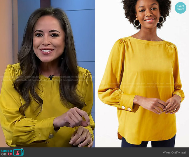 Loft Boatneck Puff Sleeve Blouse worn by Kaylee Hartung on Today