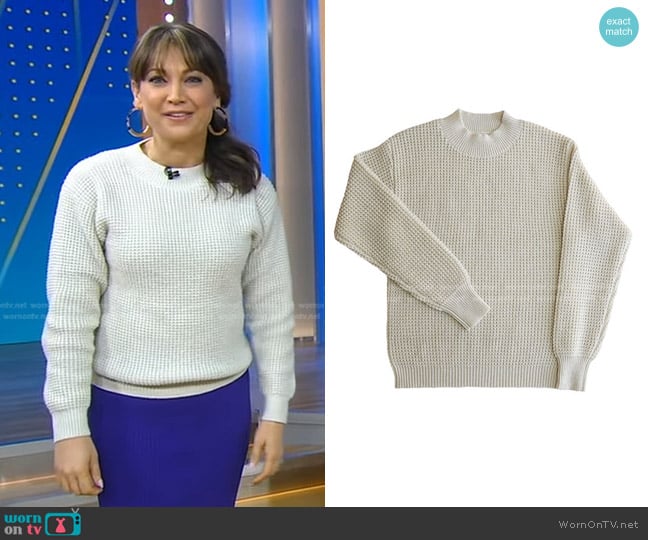 Long Wharf Supply Rye SeaWell Sweater worn by Ginger Zee on Good Morning America