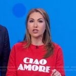 Lori’s red Ciao Amore sweatshirt on Good Morning America