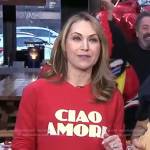 Lori’s red Ciao Amore sweatshirt on Good Morning America