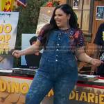 Lou’s blue floral denim overalls on Bunkd