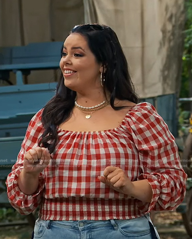 Lou’s red gingham check top on Bunkd
