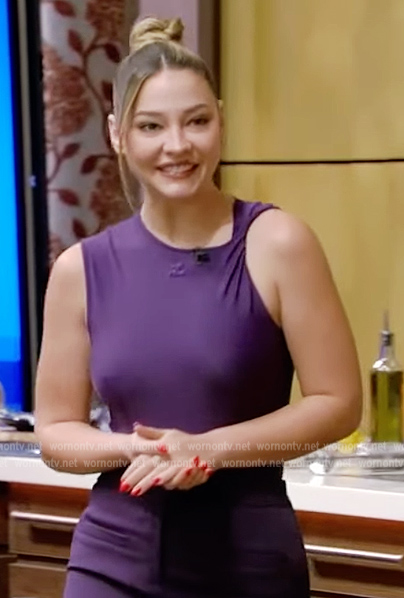 Madelyn Cline's purple top and skirt on Live with Kelly and Ryan