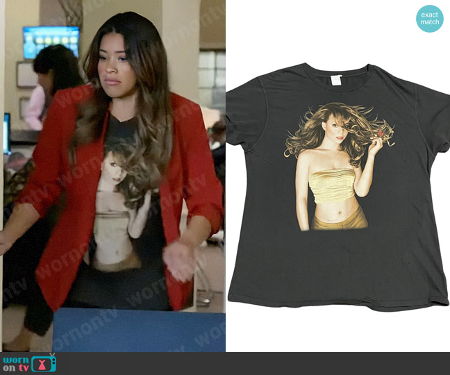 MadeWorn Mariah Carey Graphic Tee worn by Nell Serrano (Gina Rodriguez) on Not Dead Yet