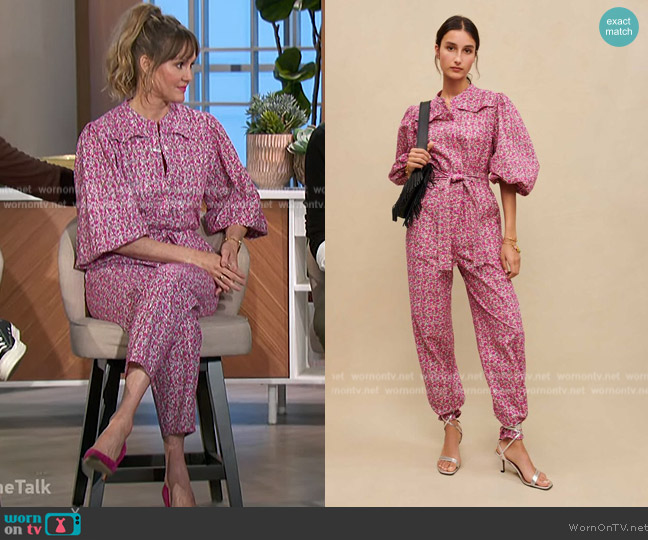 Maje Floral Print Jumpsuit worn by Erinn Hayes on The Talk