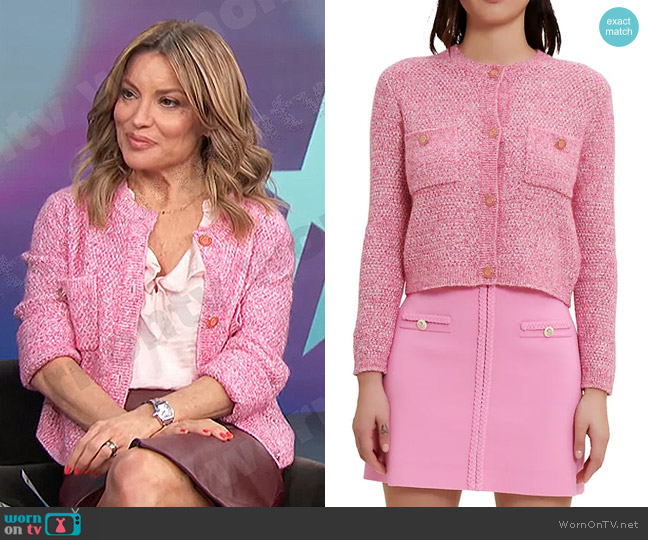 Maje Marguerita Heathered Cardigan worn by Kit Hoover on Access Hollywood