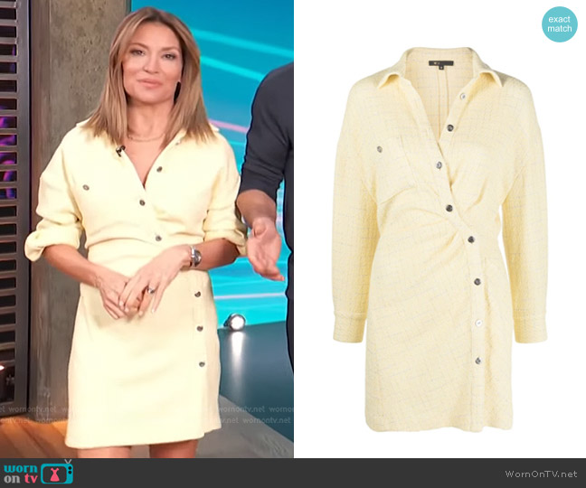Maje Tweed Asymmetric Minidress worn by Kit Hoover on Access Hollywood