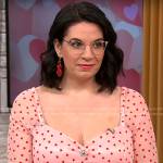 Maria Avgitidis’s pink heart print dress on CBS Mornings