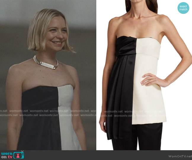 Marina Moscone Patchwork Satin Bustier Top worn by Annabelle Dexter-Jones (Annabelle Dexter-Jones) on Succession