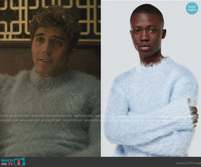 Marni Blue Mohair Sweater worn by Adam Pratt (Lukas Gage) on You