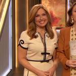 Mary Calvi’s white crystal trim embellished dress on The Drew Barrymore Show