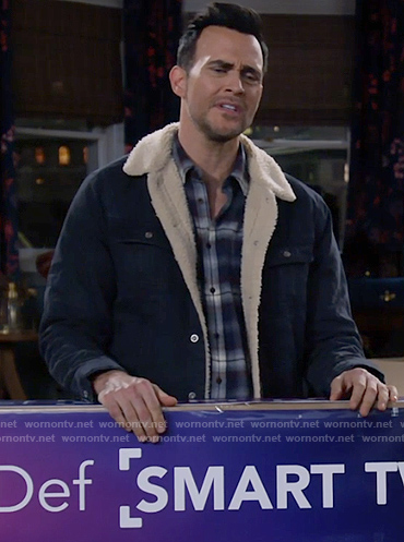 Max’s denim and shearling jacket on Call Me Kat