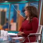 Michelle Miller’s red fringed hem dress on CBS Mornings
