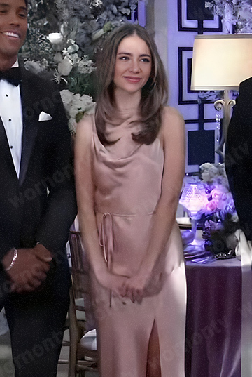 Molly's gold cowl neck dress on General Hospital