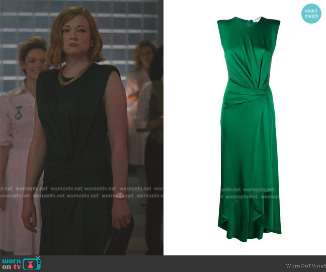 WornOnTV: Shiv’s green tie waist dress on Succession | Sarah Snook ...