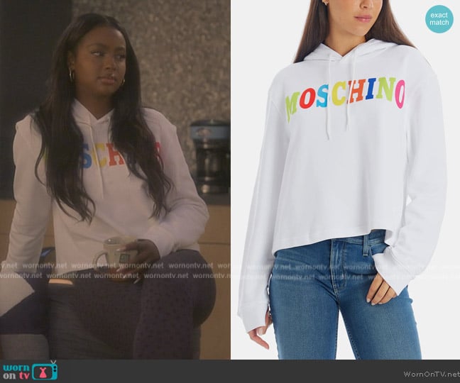 Moschino Rainbow Logo Hoodie worn by Annika (Justine Skye) on Grown-ish