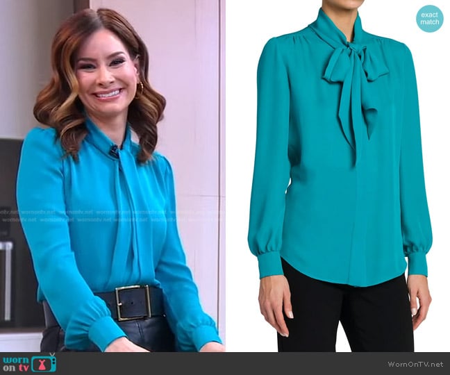 Moschino Self-Tie & Lace-Up Blouse worn by Rebecca Jarvis on Good Morning America