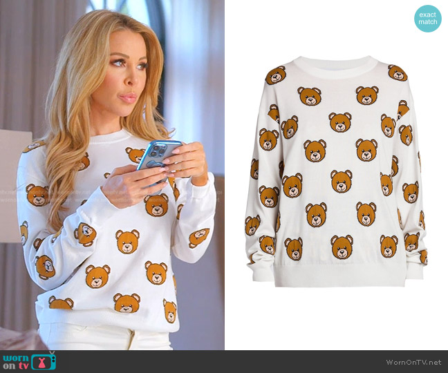 Moschino Teddy Bear Knit Sweater worn by Lisa Hochstein (Lisa Hochstein) on The Real Housewives of Miami