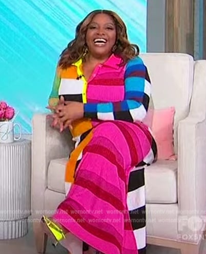 Sherri's mixed stripe ribbed dress on Sherri