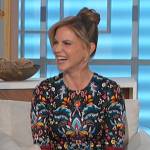 Natalie’s black printed midi dress on The Talk