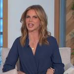 Natalie’s navy twist front blouse on The Talk