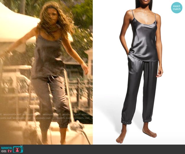 Neiman Marcus Scoop-Neck Silk Camisole and Jogger Pant Set worn by Kiara Carrera (Madison Bailey) on Outer Banks