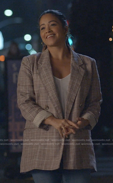 Nell’s plaid blazer on Not Dead Yet