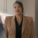 Nell’s camel blazer with shoulder pads on Not Dead Yet
