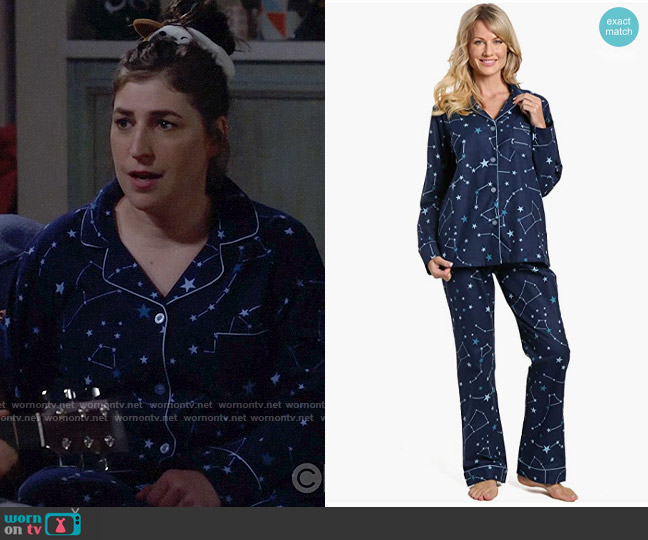 Noble Mount Twin Boat Flannel Pajamas in Constellations Blue worn by Kat Silver (Mayim Bialik) on Call Me Kat
