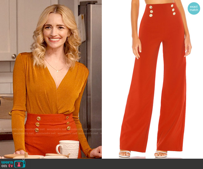 Nookie Milano Pant in Rust worn by Georgia Miller (Brianne Howey) on Ginny & Georgia