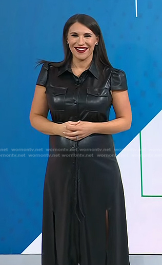 Nora Minno’s black leather shirtdress on Today