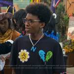 Noah’s black smiley face print tee on Bunkd