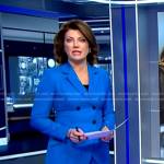Norah’s three button blazer and pants on CBS Evening News