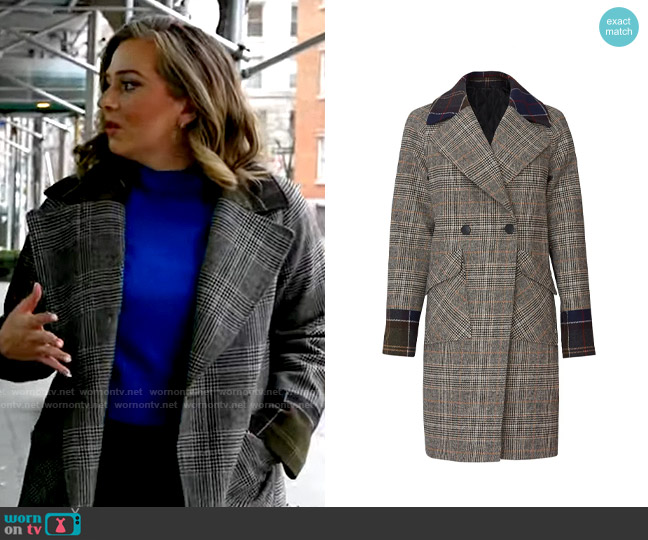 NVLT Glen Plaid Coat worn by Christina Ruffini on CBS Mornings