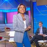 Robin’s grey plaid blazer and blue pants on Good Morning America