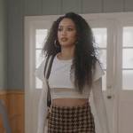 Olivia’s white cropped top and houndstooth mini skirt  on All American