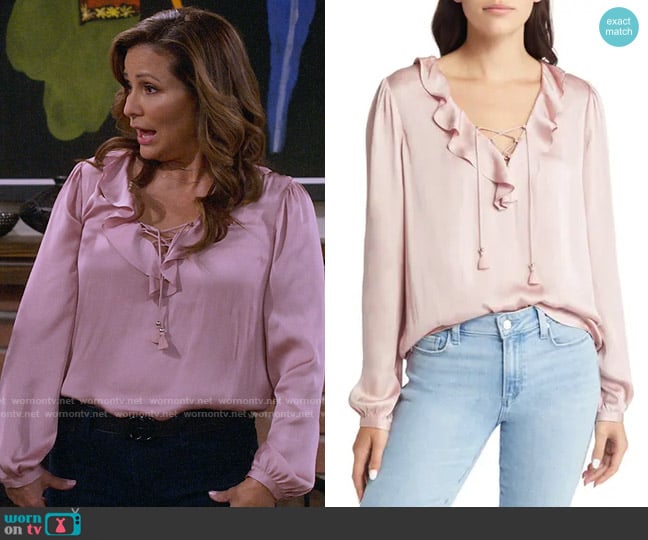 Paige Ilara Blouse in Blush worn by Raquel (Constance Marie) on How I Met Your Father