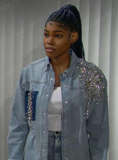 Paris’s crystal embellished denim shirt on The Bold and the Beautiful