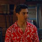 Parker’s red abstract print shirt on Bunkd
