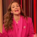 Drew’s pink double breasted blazer and blouse on The Drew Barrymore Show