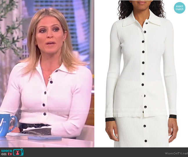 Proenza Schouler Rib Knit Fitted Cardigan worn by Sara Haines on The View
