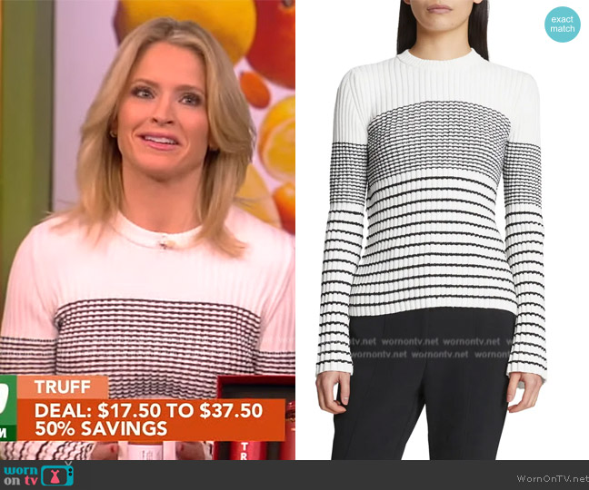 Proenza Schouler Boucle Variegated Stripe Rib Sweater worn by Sara Haines on The View