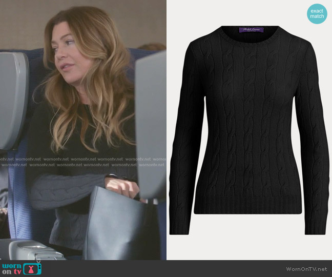 Ralph Lauren Collection Cable-Knit Cashmere Sweater worn by Meredith Grey (Ellen Pompeo) on Greys Anatomy