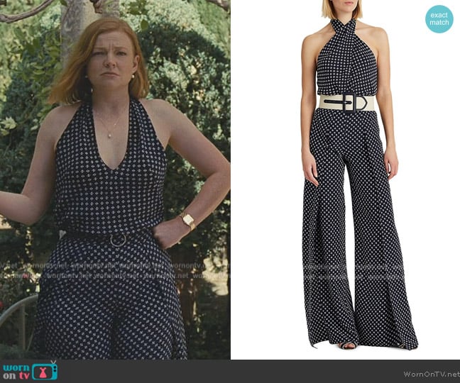 Ralph Lauren Darby Silk Crepe Halter Blouse worn by Shiv Roy (Sarah Snook) on Succession